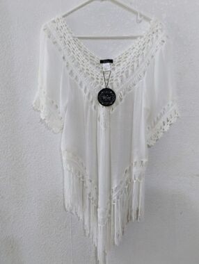 Boho Crochet Fringe Poncho
